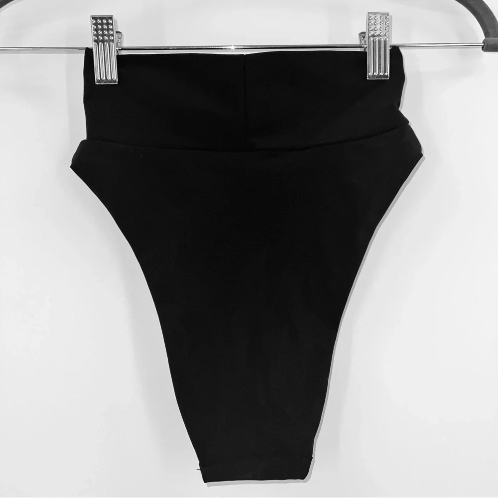 Aerie NWT High Cut Cheeky Bikini Bottom in True Black size XXS